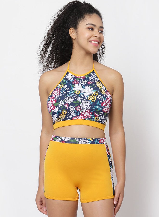 CUKOO Floral Printed Padded Top With Shorts Swim Set - Image 1